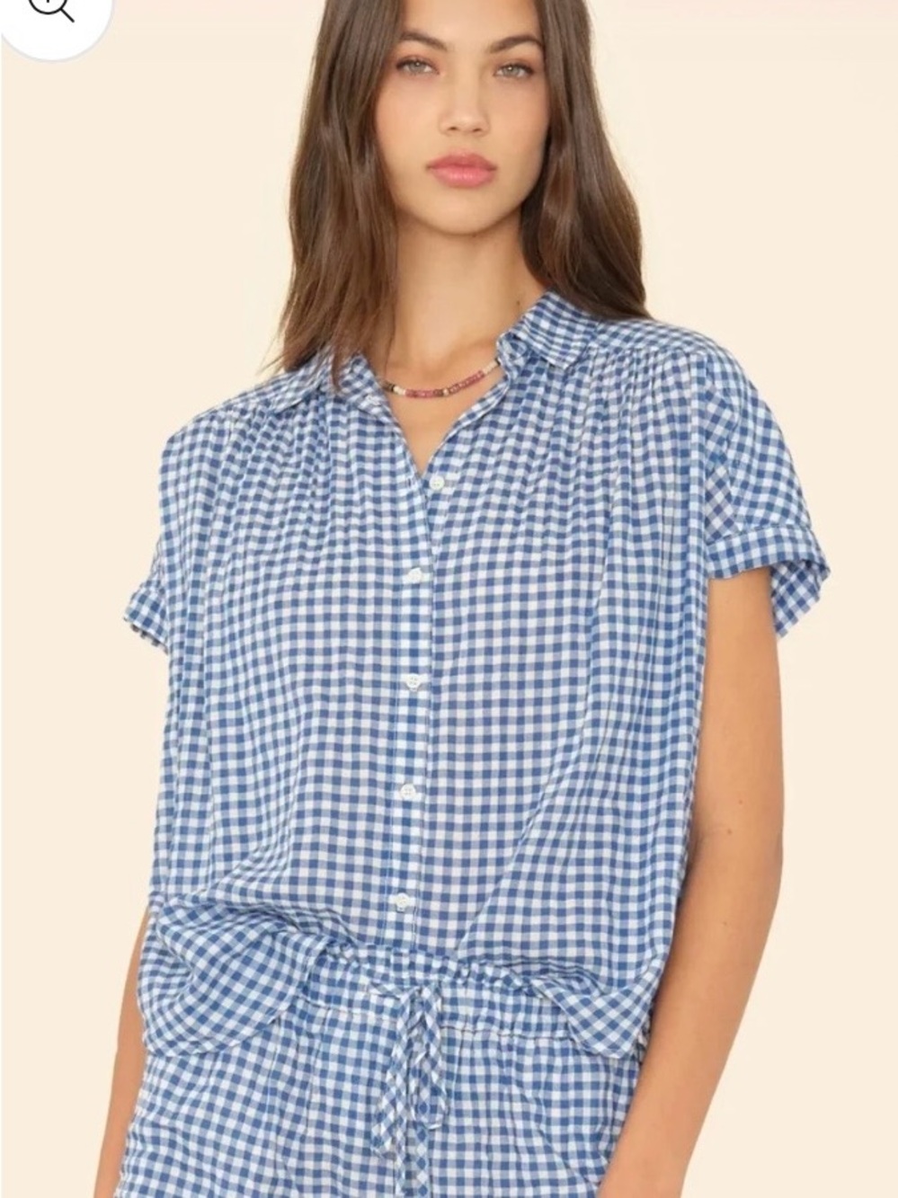 Xirena Paxton Shirt Atlantic Blue Gingham Button Front Top Medium